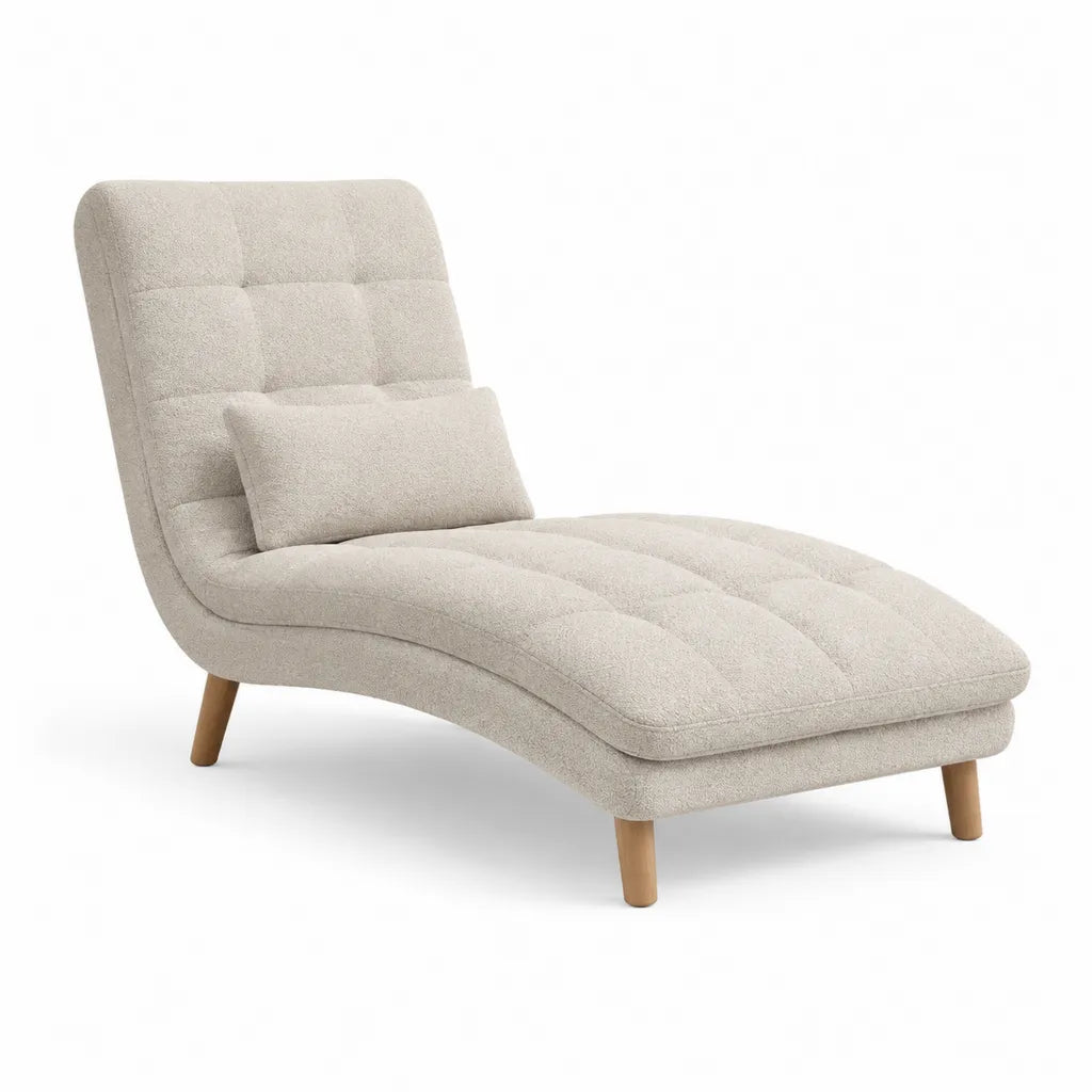 Relaxsessel Liegesessel mit Kissen Polyesterbezug geschwungene Form Beige 75 x 155 x 85 cm