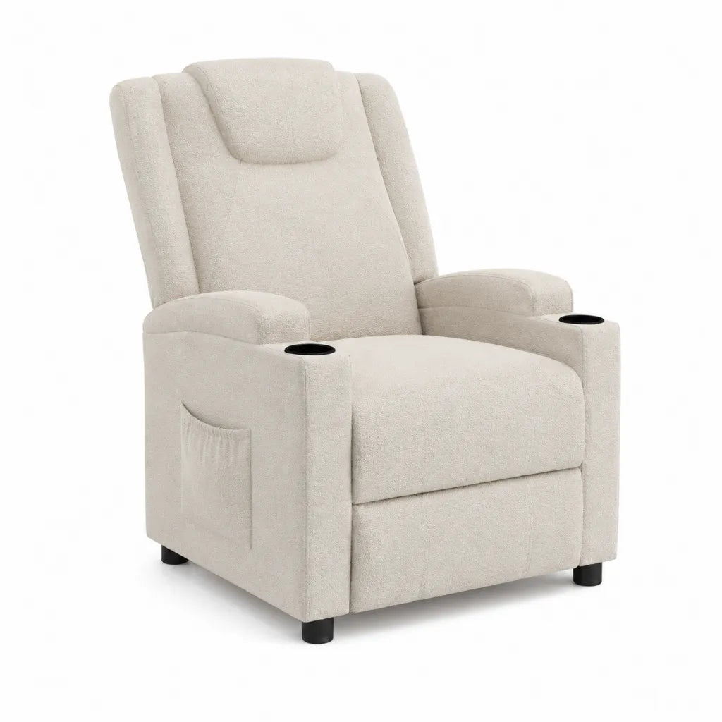TV-Sessel mit 2 Getränkehaltern Polyester geradlinige Form Creme 85 x 90 x 105 cm