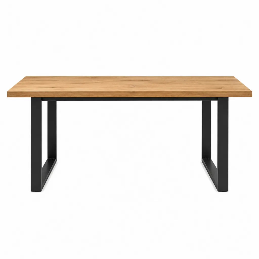 Esstisch Massivholz Eiche rechteckig Natur Schwarz 160 x 90 x 75 cm