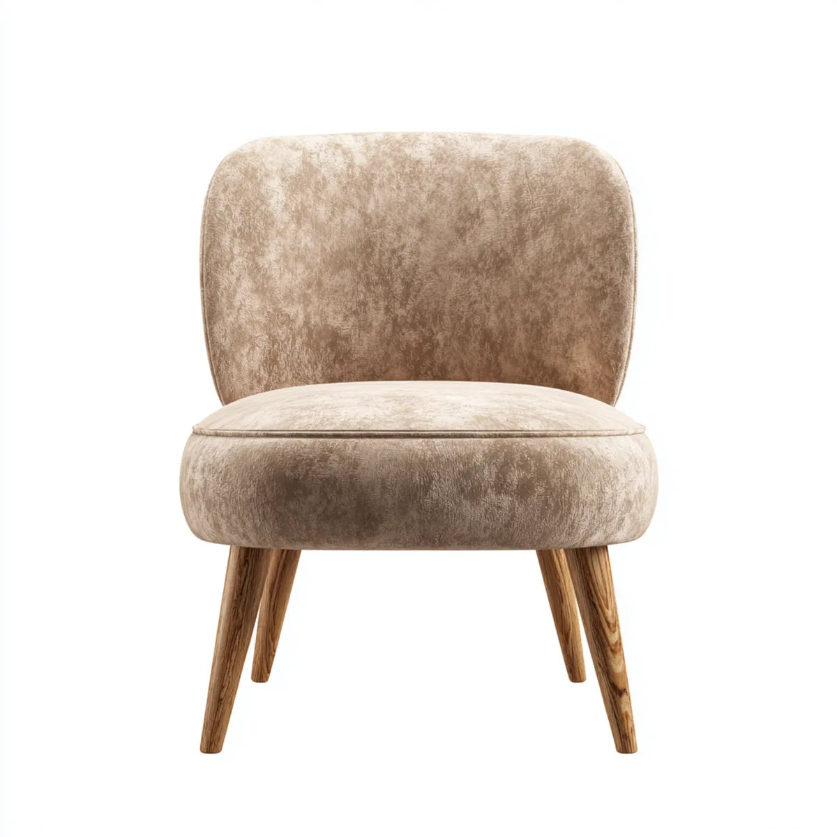 Loungesessel Taupe 68 x 72 x 78 cm mit Polyester-Samtbezug Schaumstoffpolsterung und Massivholzbeinen abgerundete Form