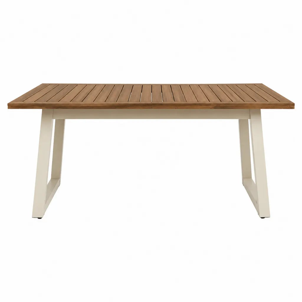Esstisch 160 x 90 x 75 cm aus massivem Akazienholz rechteckig Braun Cremeweiß