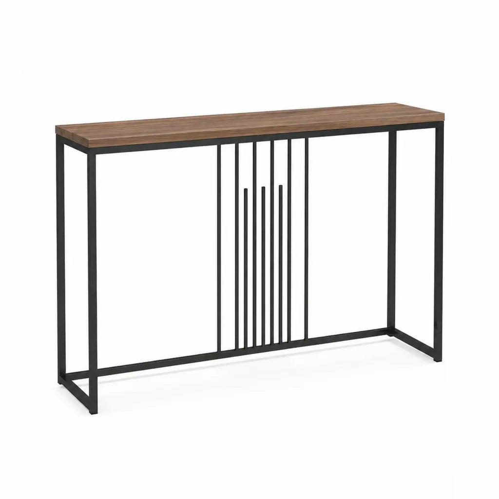 Konsolentisch Flurtisch 120 x 30 x 80 cm mit MDF-Platte und Stahlgestell rechteckig Braun Schwarz