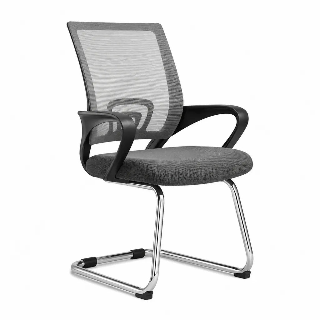 Freischwinger Esszimmerstuhl mit Armlehnen 58 x 60 x 96 cm Polyester-Netzrücken Grau