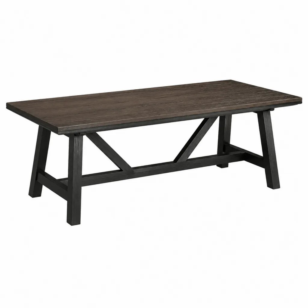 Esstisch rechteckig 180 x 90 x 75 cm MDF mit Eichenholzdekor Dunkelbraun Schwarz