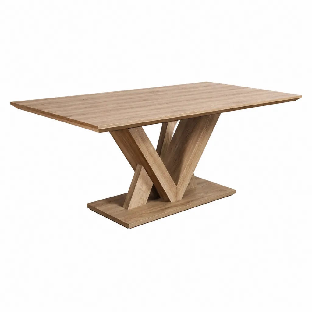 Esstisch rechteckig 180 x 90 x 76 cm mit Eichenfurnier in Naturbraun