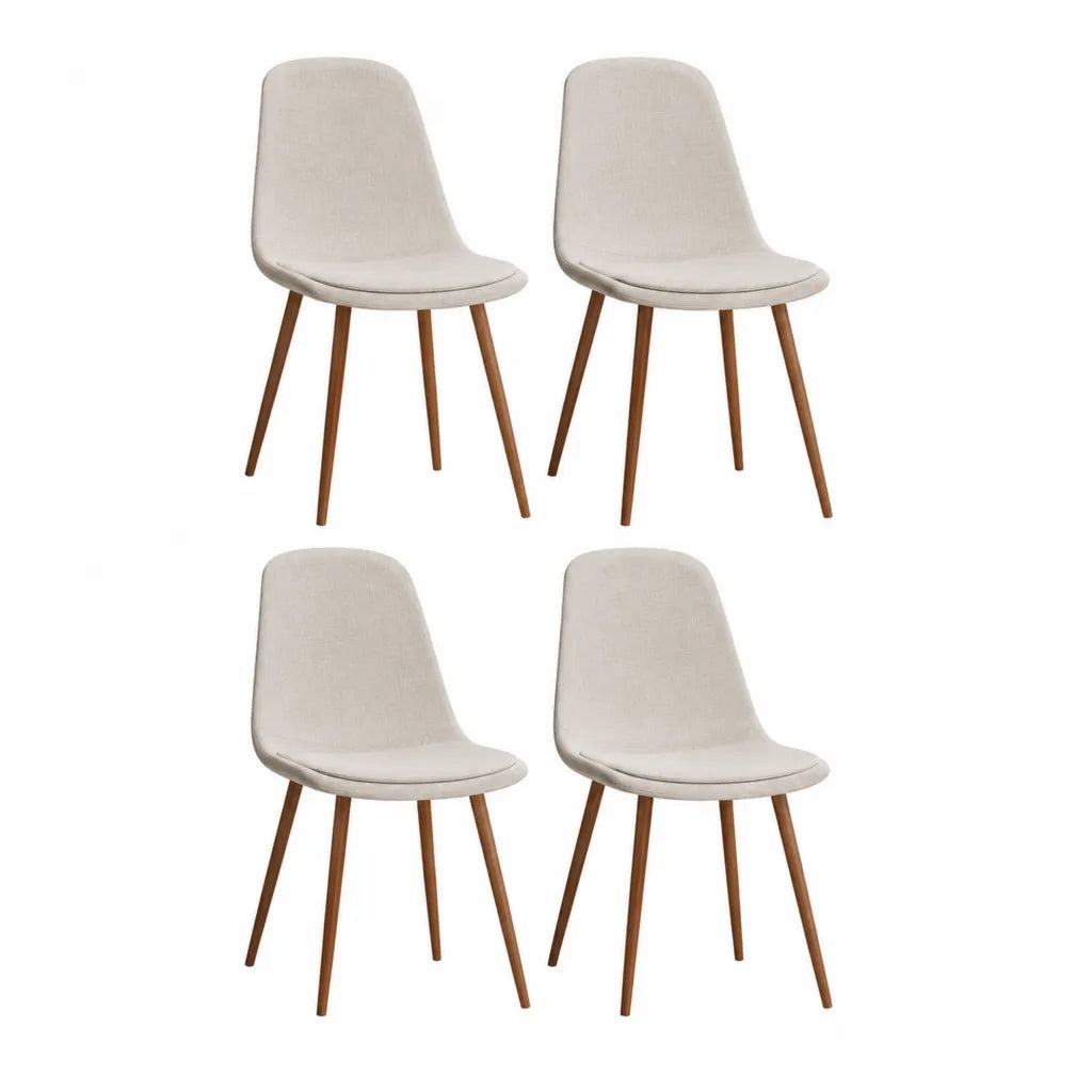 4er Set Esszimmerstühle mit Polyesterbezug und Massivholzbeinen in Beige 45 x 53 x 83 cm