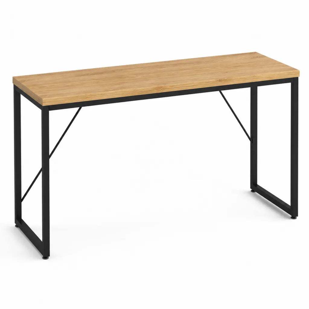 Rechteckiger Esstisch 120 x 60 x 75 cm mit MDF-Tischplatte in Eichenoptik und Stahlgestell Schwarz
