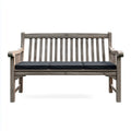 Gartenbank 3-Sitzer Grau aus Akazien-Massivholz mit schwarzen Sitzkissen rechteckig 150 x 65 x 95 cm