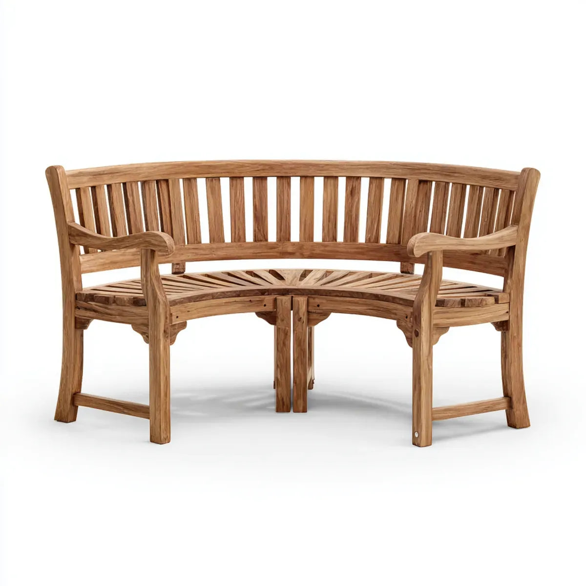Gartenbank 3-Sitzer Natur 150 x 65 x 90 cm Teak Massivholz gebogen