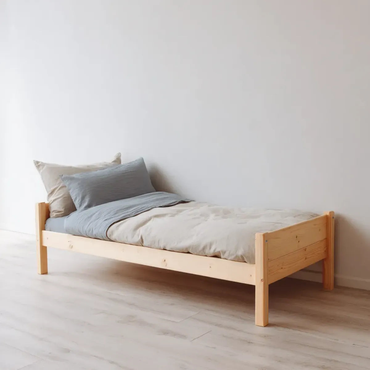 Kinderbett Einzelbett Natur 90 x 200 cm Kiefer Massivholz Rechteckig