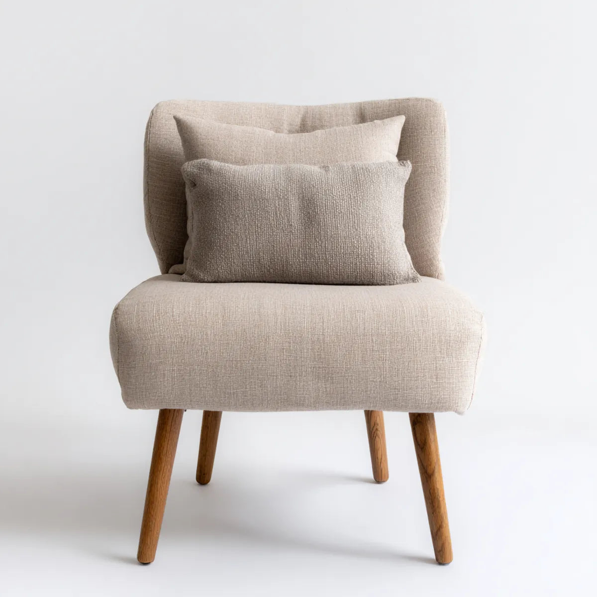 Loungesessel Beige mit 2 Kissen 75 x 80 x 85 cm Polyester Massivholz
