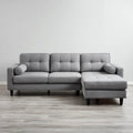 Ecksofa Grau mit Recamiere rechts 270 x 160 x 85 cm Polyesterbezug L-Form
