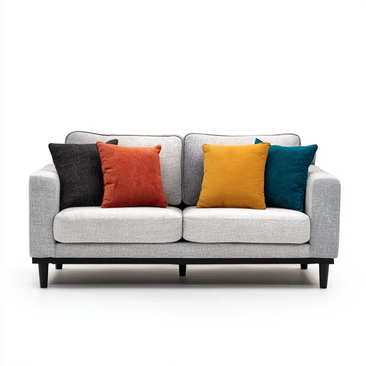 2-Sitzer Sofa Hellgrau mit Polyesterbezug 160 x 85 x 86 cm mit 4 Dekokissen
