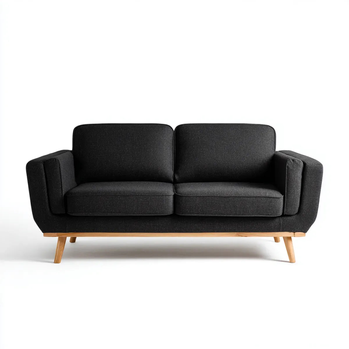 2-Sitzer Sofa Schwarz 150 x 80 x 85 cm Polyester Massivholz Rechteckig