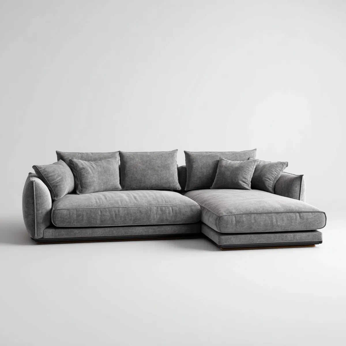 Ecksofa mit Recamiere Grau 280 x 170 x 85 cm Polyester Samt