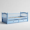 Kinderbett mit Rausfallschutz und 2 Schubladen Hellblau 70 x 140 cm Kiefernholz Rechteckig