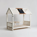 Kinderhausbett mit Tafel Weiß 90 x 200 cm Kiefer Massivholz Hausform